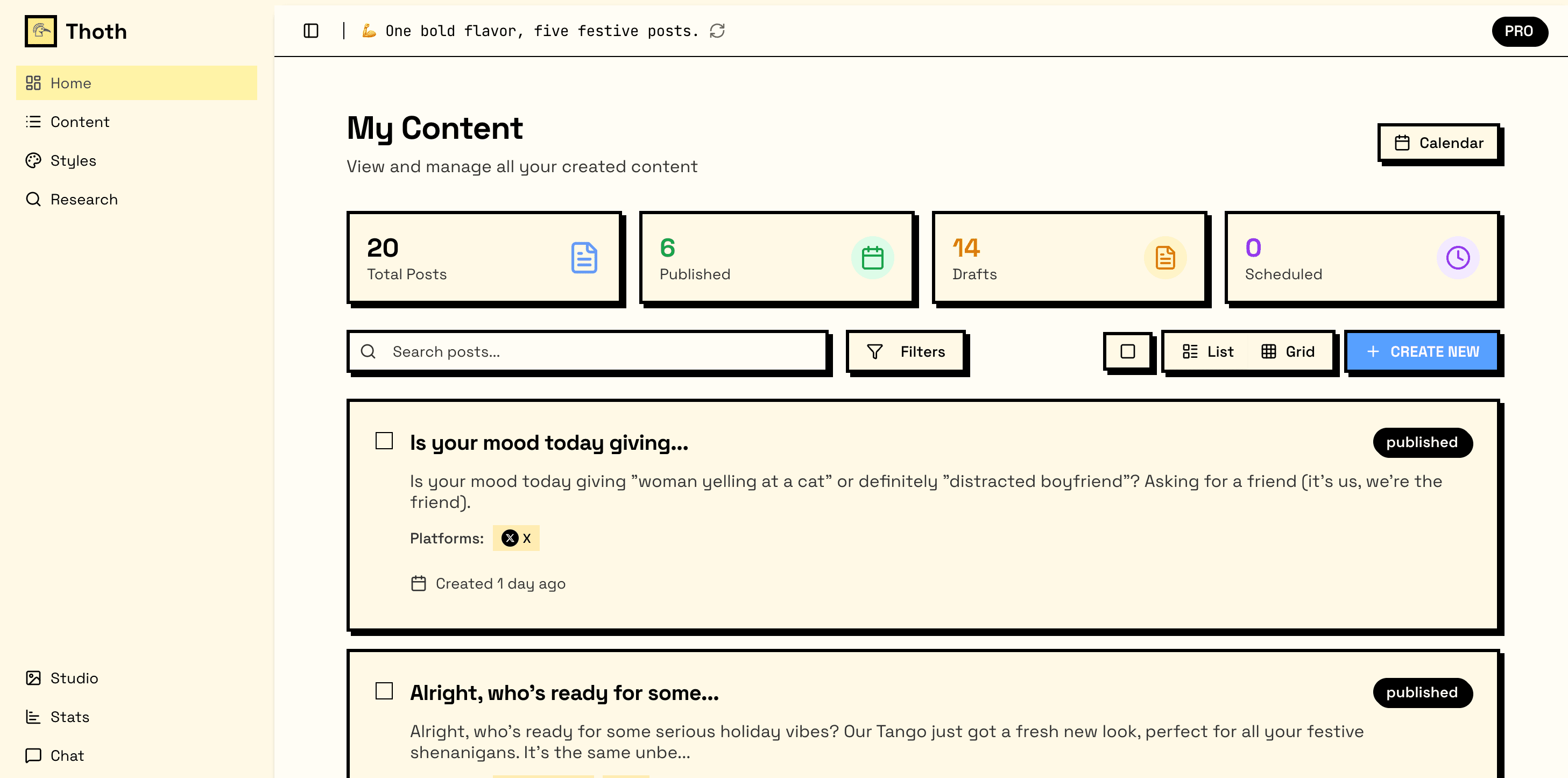 Thoth dashboard preview